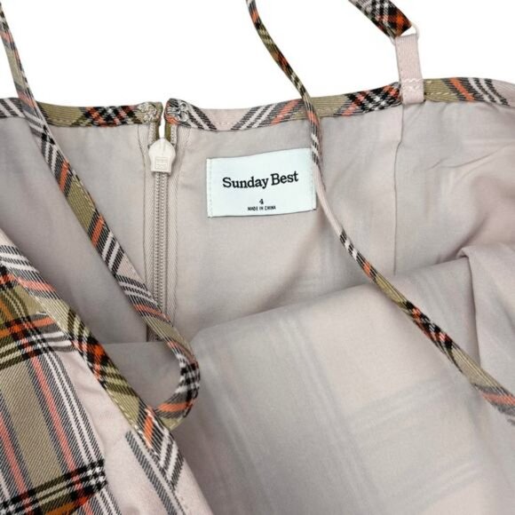 NWT SUNDAY BEST Aritzia Shimmer Plaid Mini Dress Sz 4 Bernice - Picture 4 of 7